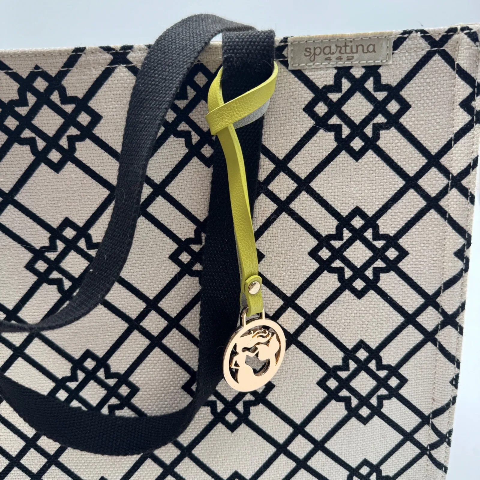 Spartina 449 Seven Oaks Linen Market Tote Black Cream Geometric - Image 9