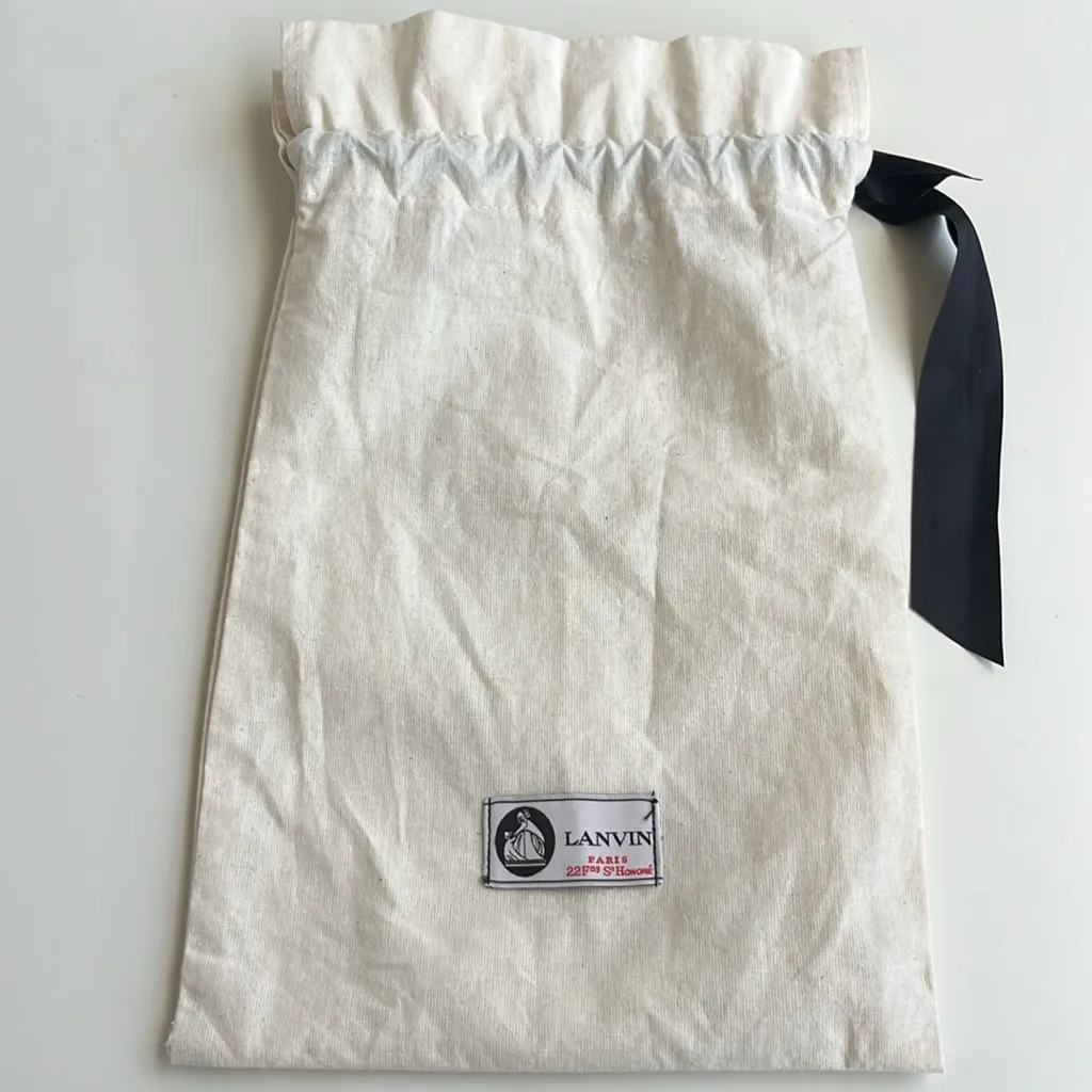 Lanvin Black Leather Ballerina Flats with Pearl Ankle Strap in Size 36 37 - Image 14