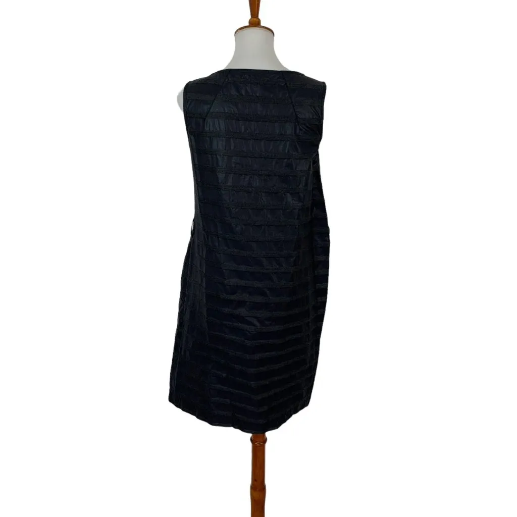 Farhi Wool Blend Dress 4 Navy Sleeveless Career Workwear Office Chic Blue - Image 5