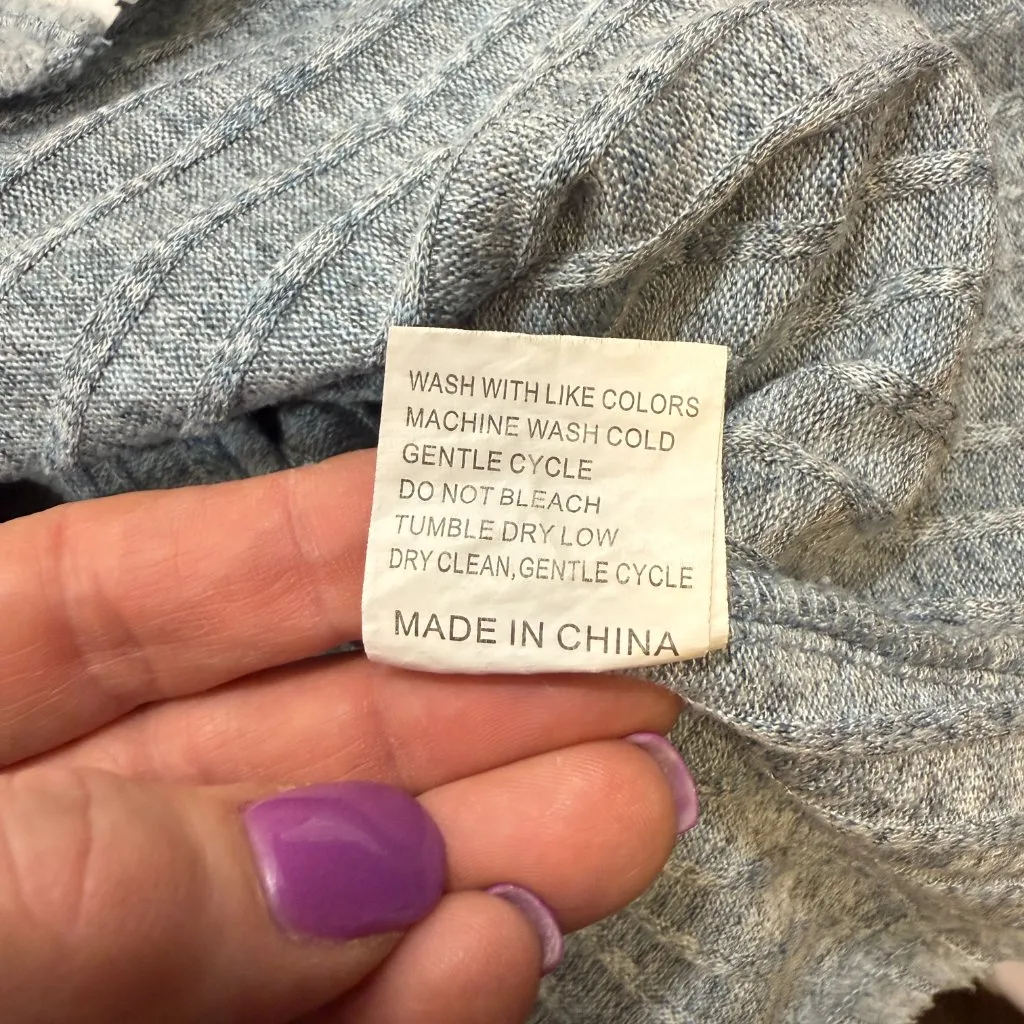 Light Blue & White Zip Up Sweater - Image 5