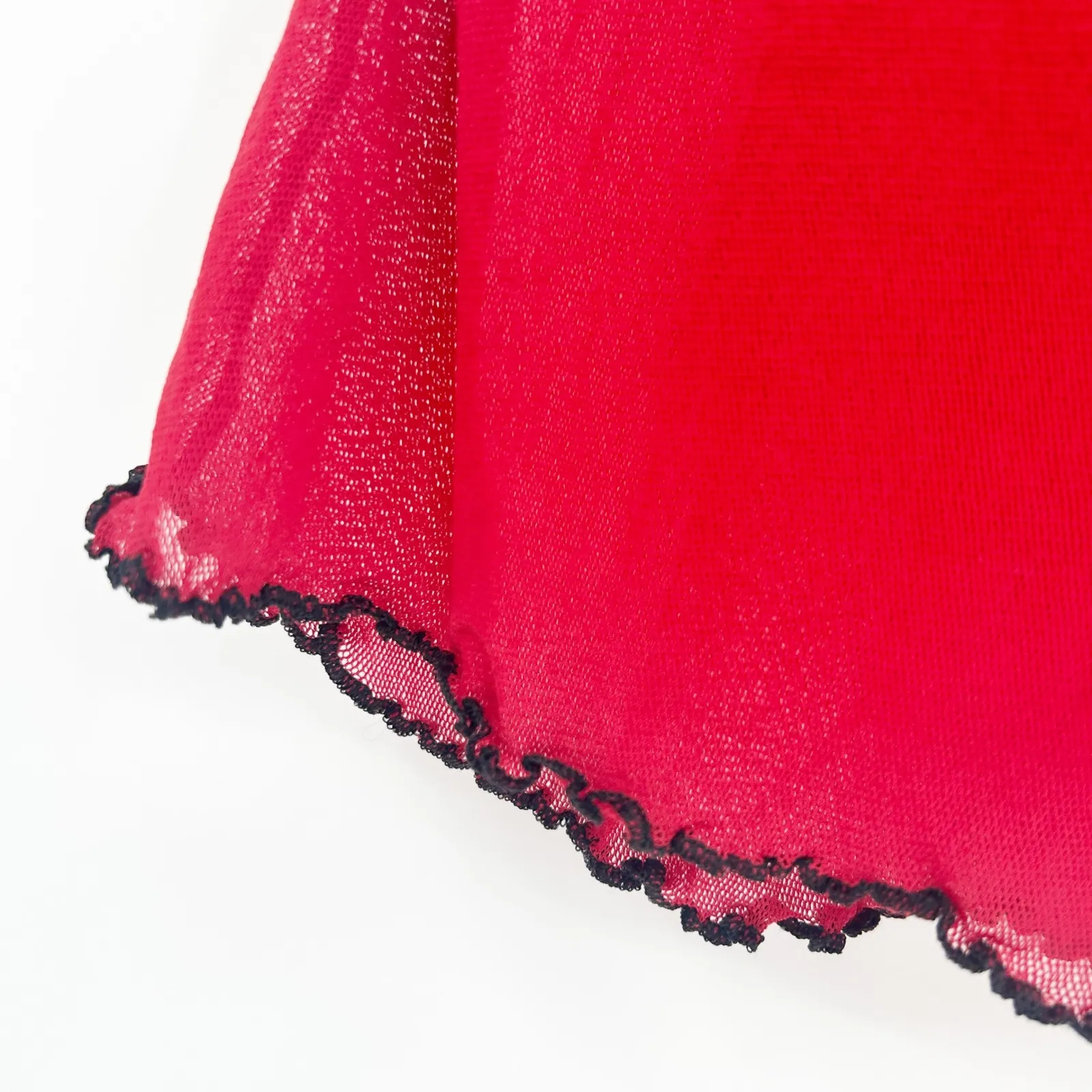 Womens Y2K Fairycore Feminine Dainty Mesh Lace Trim Babydoll Cami Top Size M Red - Image 3