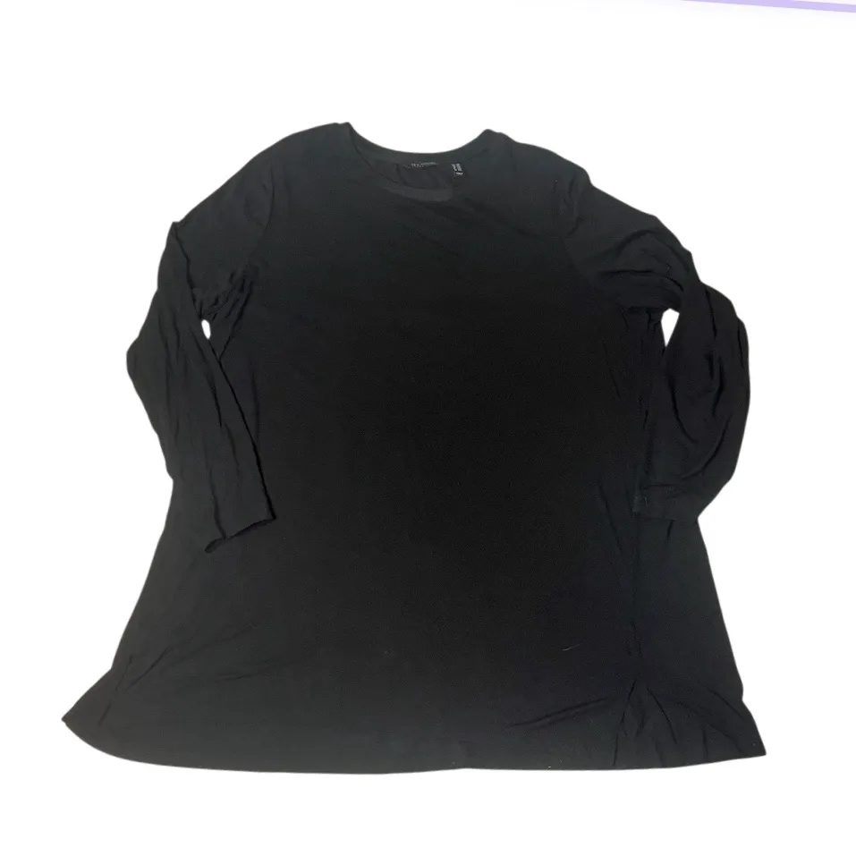 H By HALSTON Essentials Long Sleeve Tunic Top Black Stretch Modal Size 2X - Image 3