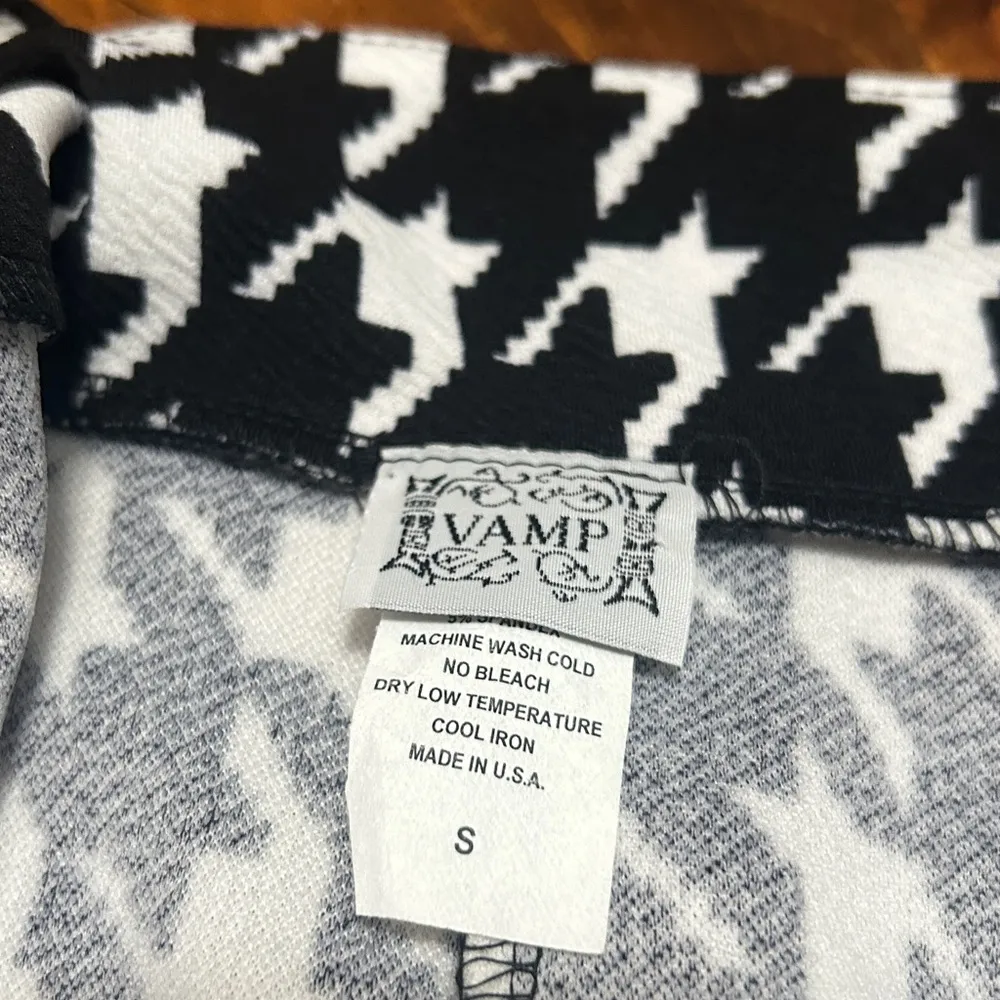 Vamp Houndstooth Overall Skirt Black White Dress Suspenders Womens Small NWOT - Image 3