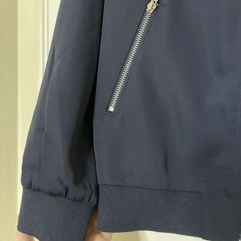 Forever 21 navy blue full zip bomber jacket size medium - Image 4