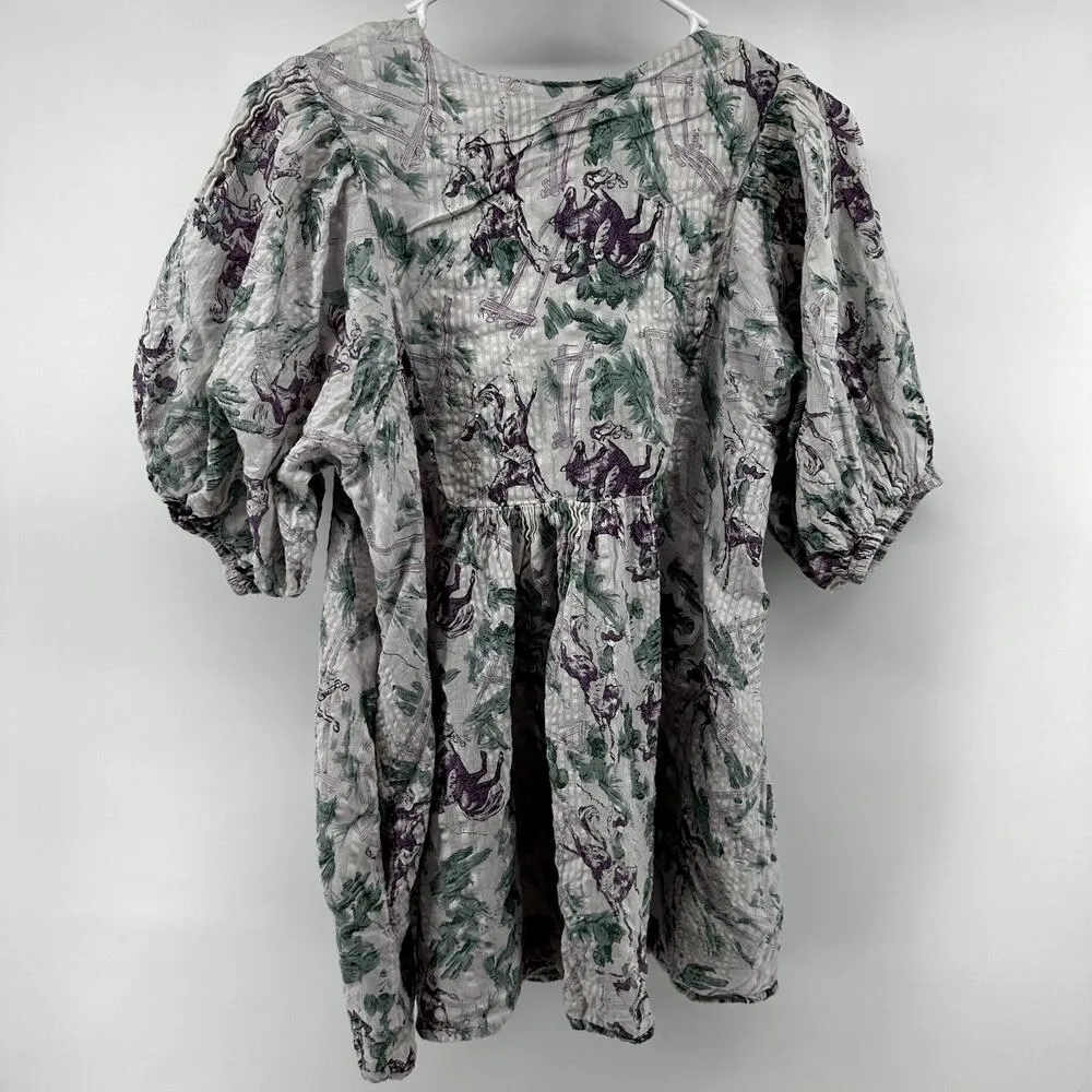 Urban Outfitters Kimchi Blue Pria Dress Puff Sleeve Blouson Floral White Small - Image 6