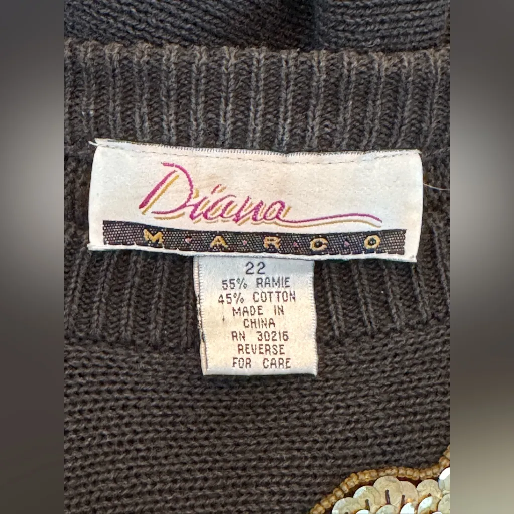 Diana Marco vintage sequin sweater size 22 Black - Image 7