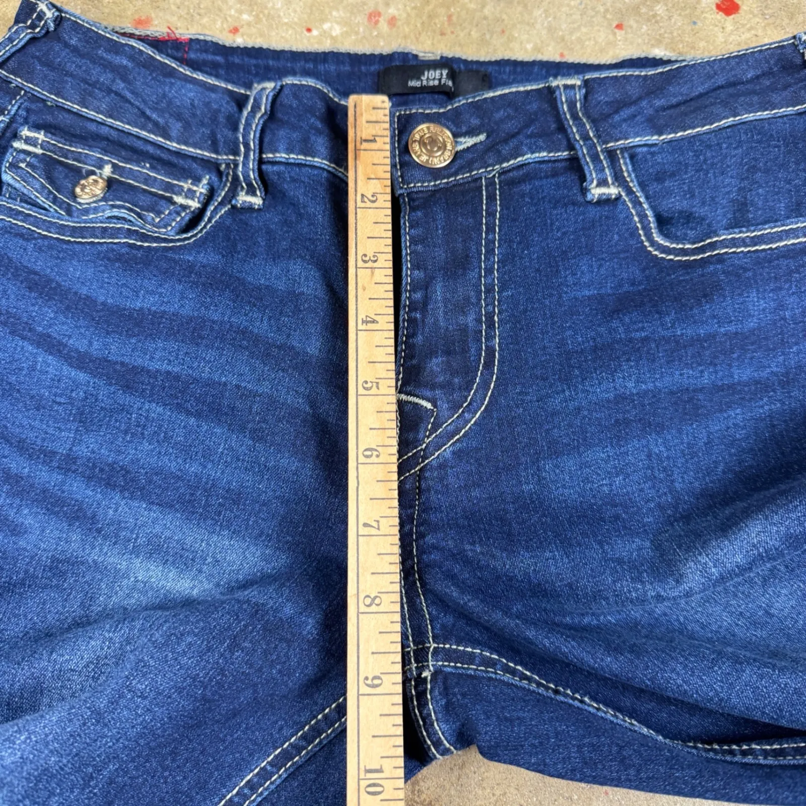 True Religion Joey Jeans Women 27 Blue Mid Rise Flare Stretch Denim Flap Pockets - Image 10