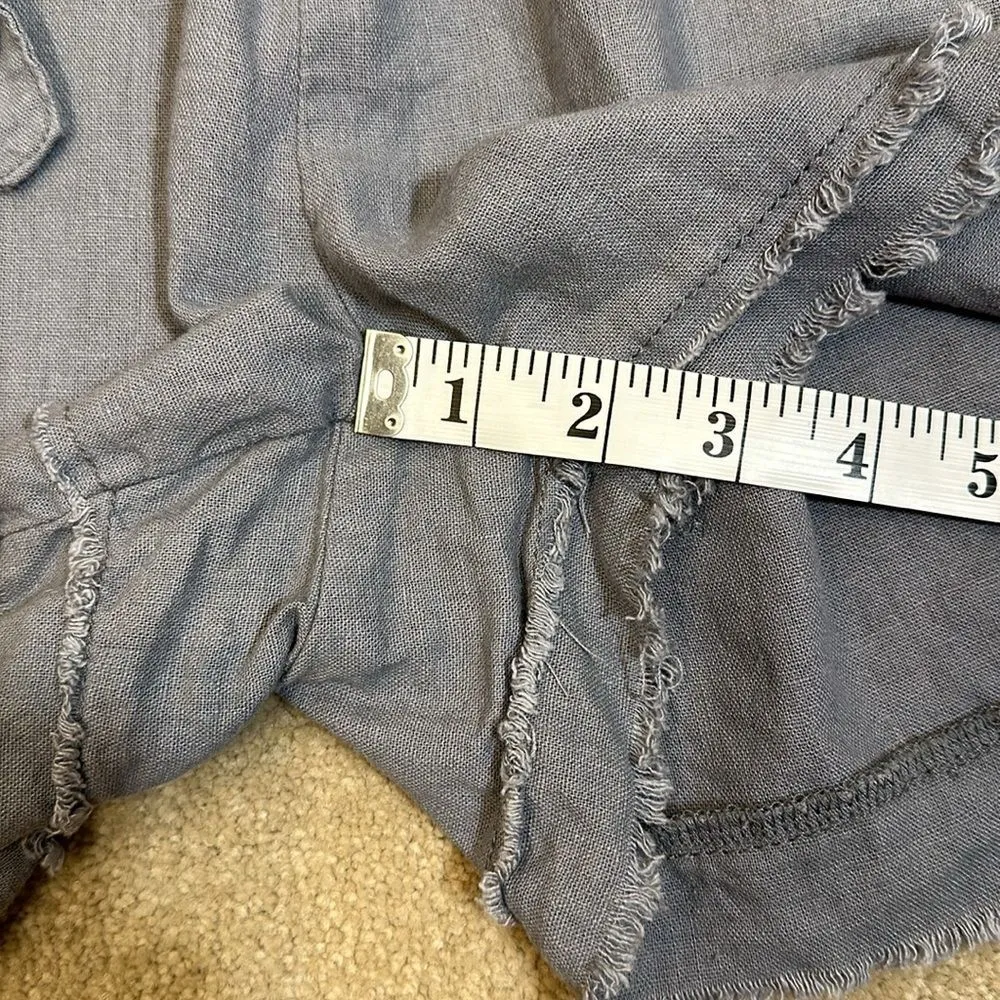 Rewash Women Blue Trooper Femme Utility Linen High Rise Cut Off Shorts Small - Image 5