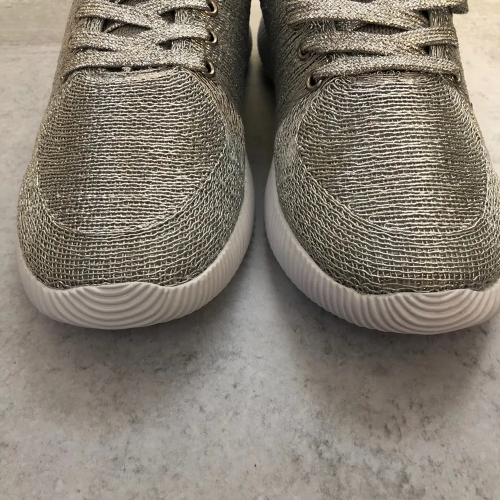 Qupid Silver Metallic Flyknit Spyrock Sneakers NEW - Image 7