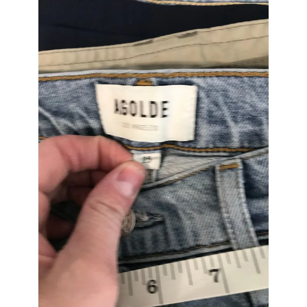 Agolde Nico high rise slim jeans lighter wash with raw hems women’s size 25 - Image 3