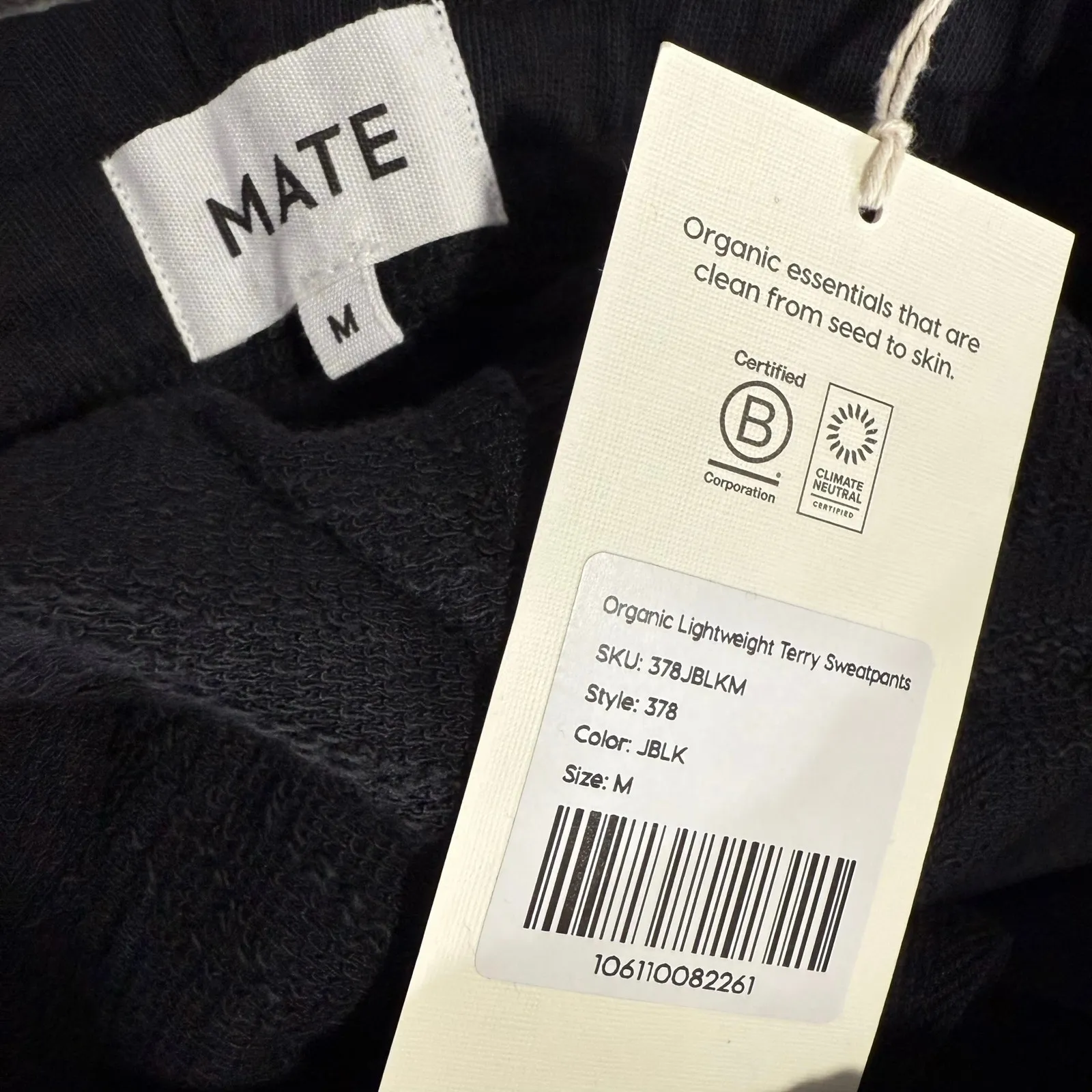 Mate the Label  Organic Lightweight Terry Sweatpants, Black, M - Image 4