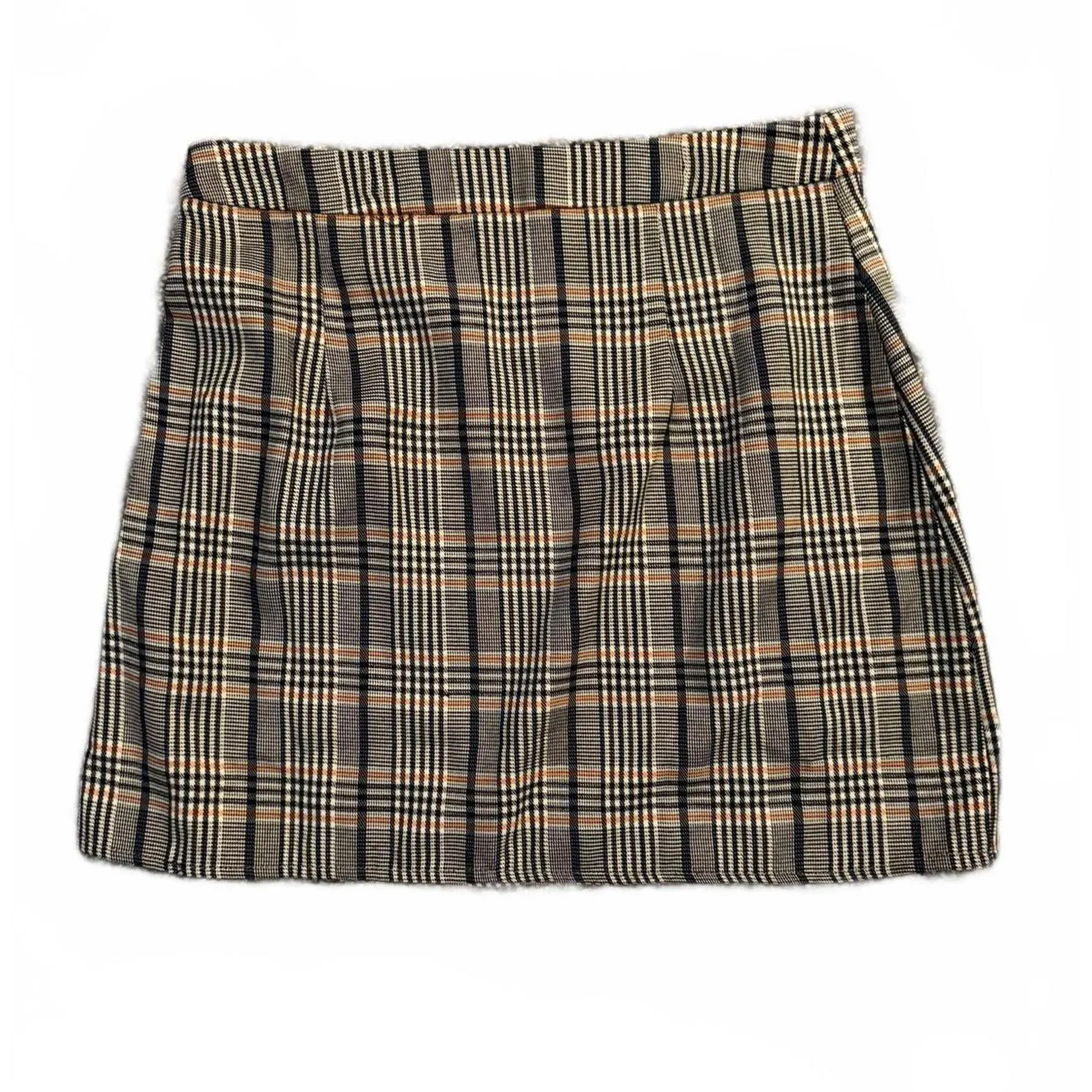 NEW Missguided Women's Mini Skirt Size 6P Small Petite Plaid Brown Blue Ivory - Image 2