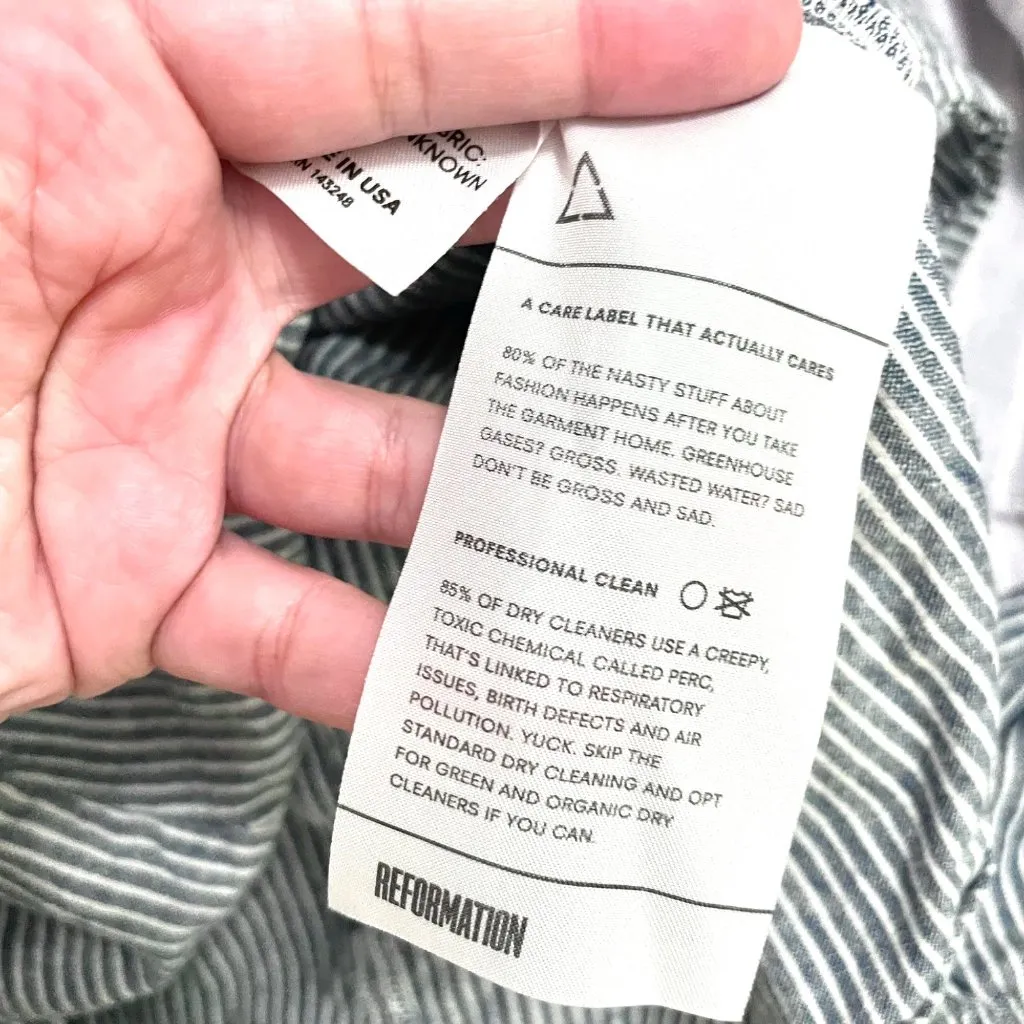 Reformation Blue Linen Two-Piece Skirt Set Size 4 - Image 8