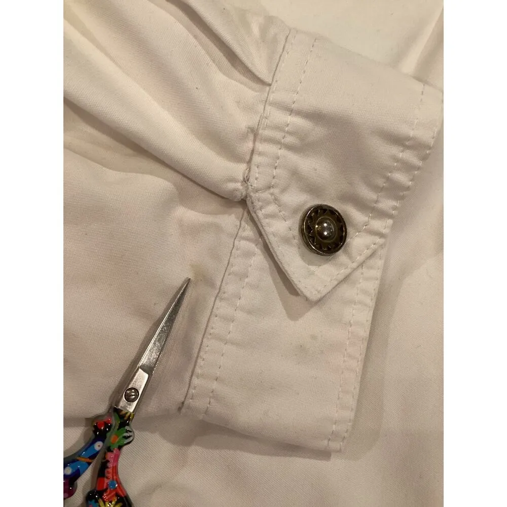 Vintage Current Seen White Gold Button Jacket Nautical windbreaker Bomber 1X - Image 10