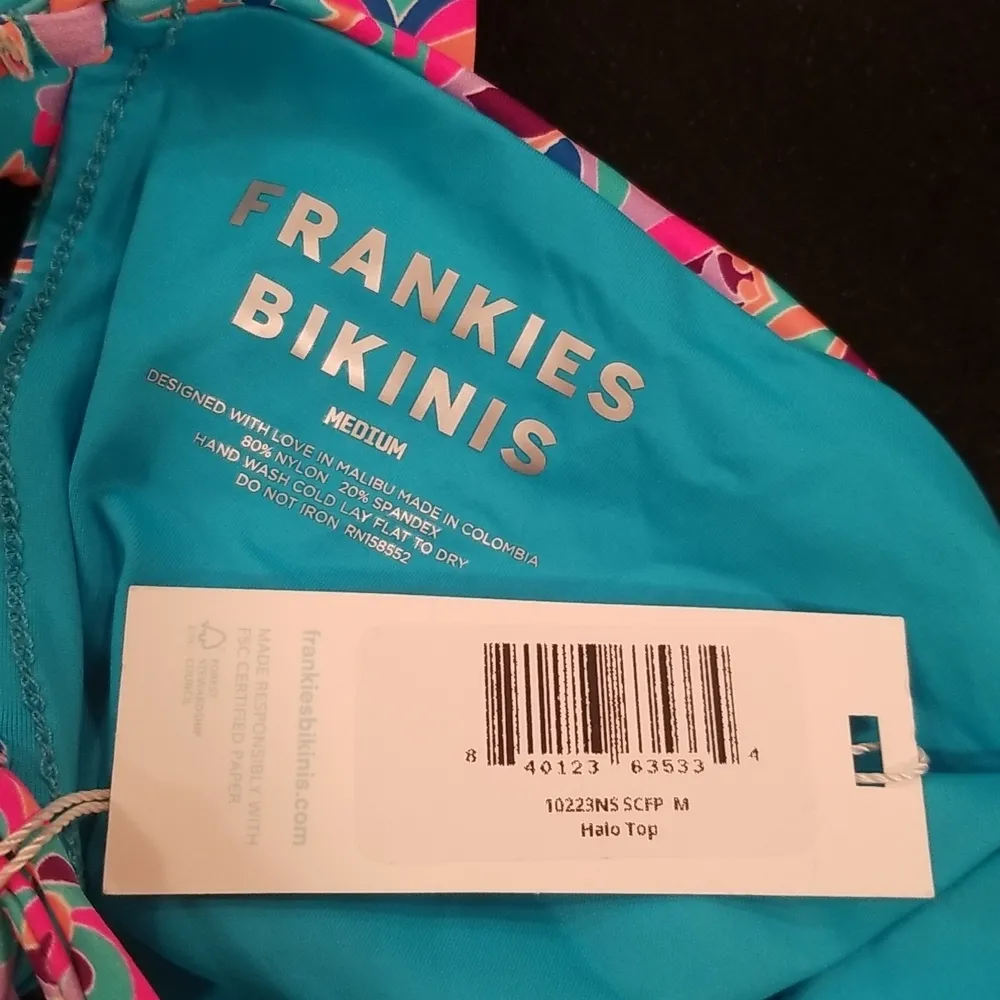 💕FRANKIE'S BIKINI💕 Halo Strapless Top + Willow Bottom ~ Scarf Print Medium - Image 12