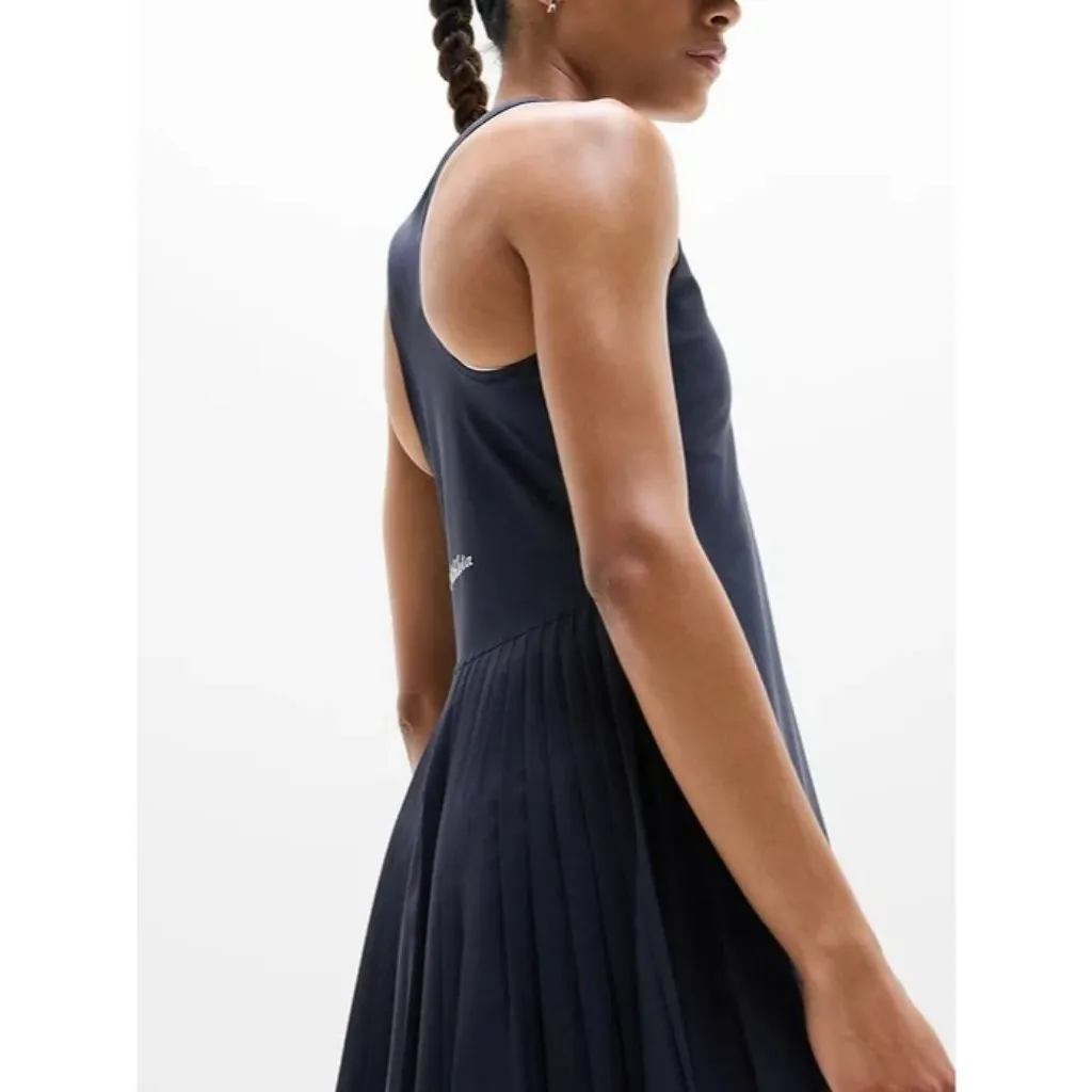 New Athleta MT Match Point Pleated Dress Navy Blue Medium Tall - Image 5