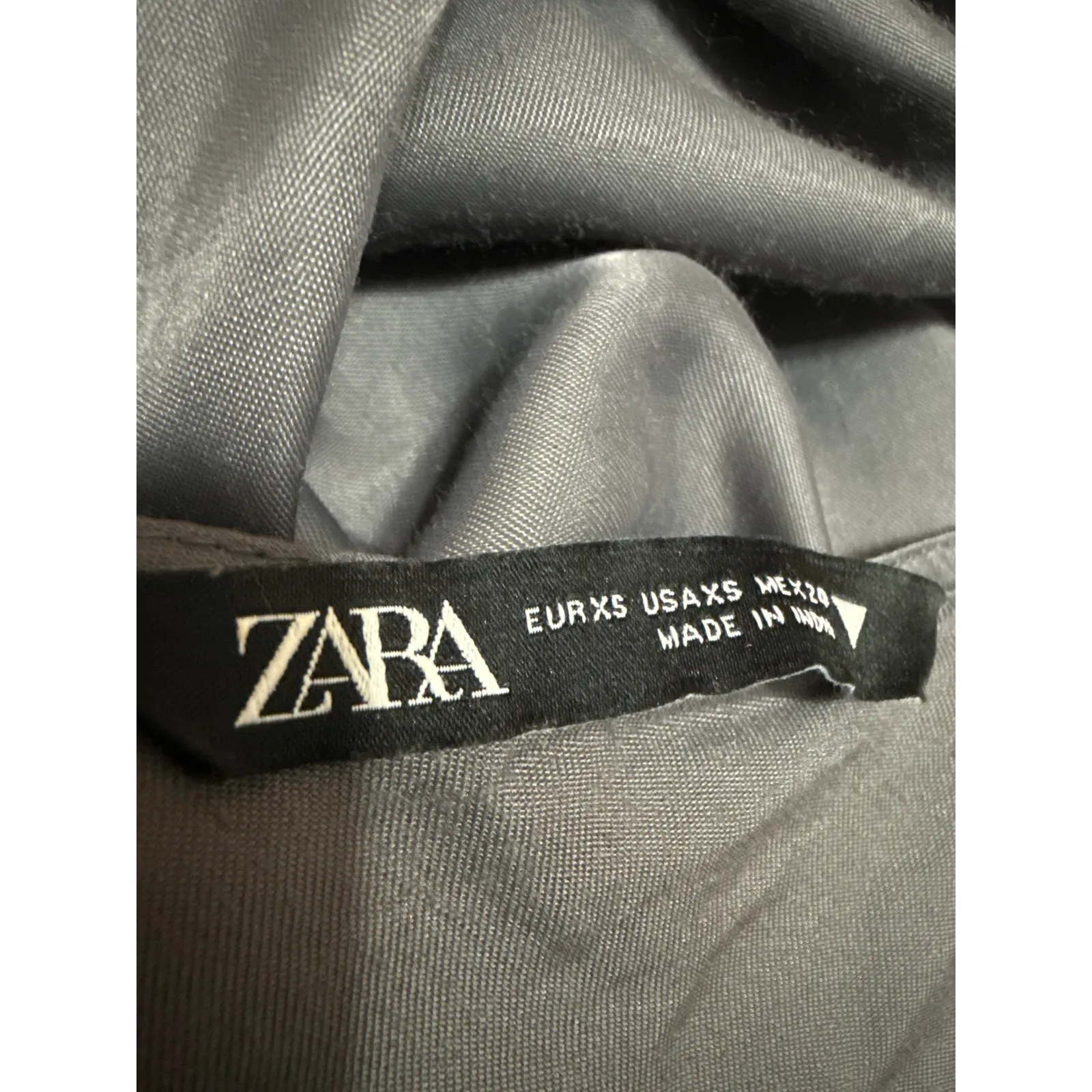 Zara Charcoal Gray Embroidered Lace Sleeveless Cami Slip Midi Dress Size XS - Image 5