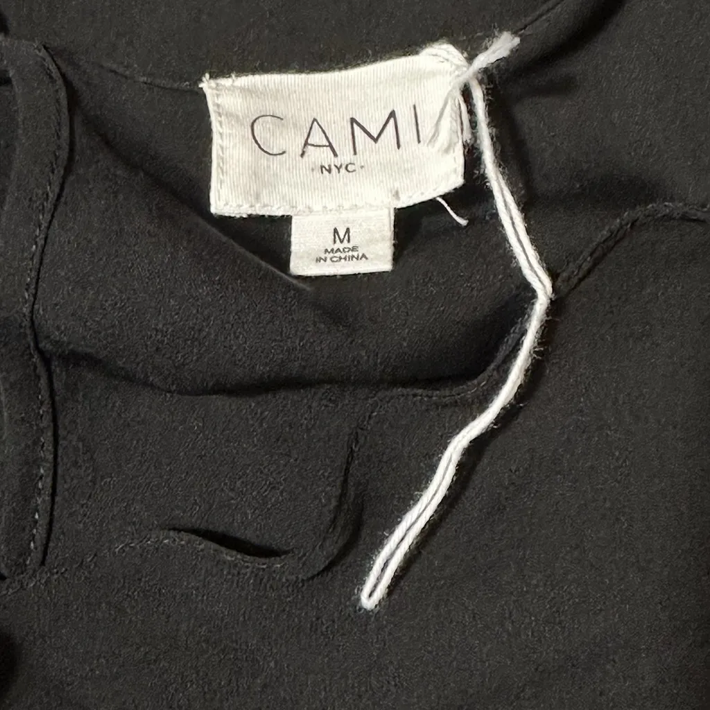 Cami NYC NWOT Draped Cowl Neck 100% Silk Black Long Sleeve Blouse M Semi Sheer - Image 5