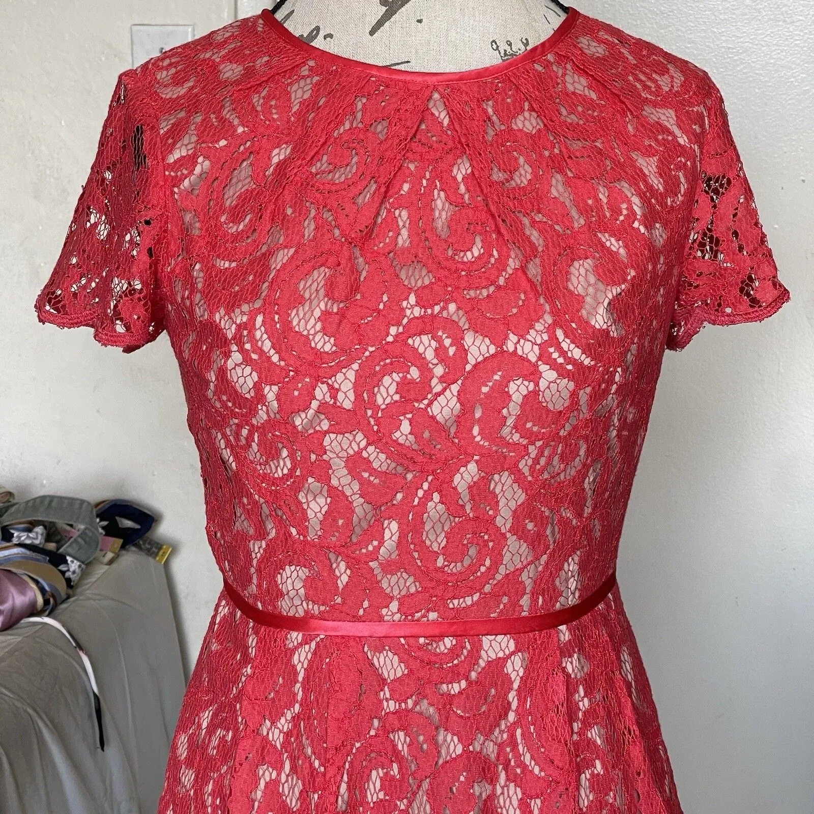 Adrianna Papell Womens Dress 4 Short Sleeve Autumn Fall Cocktail Date Night Boho - Image 6