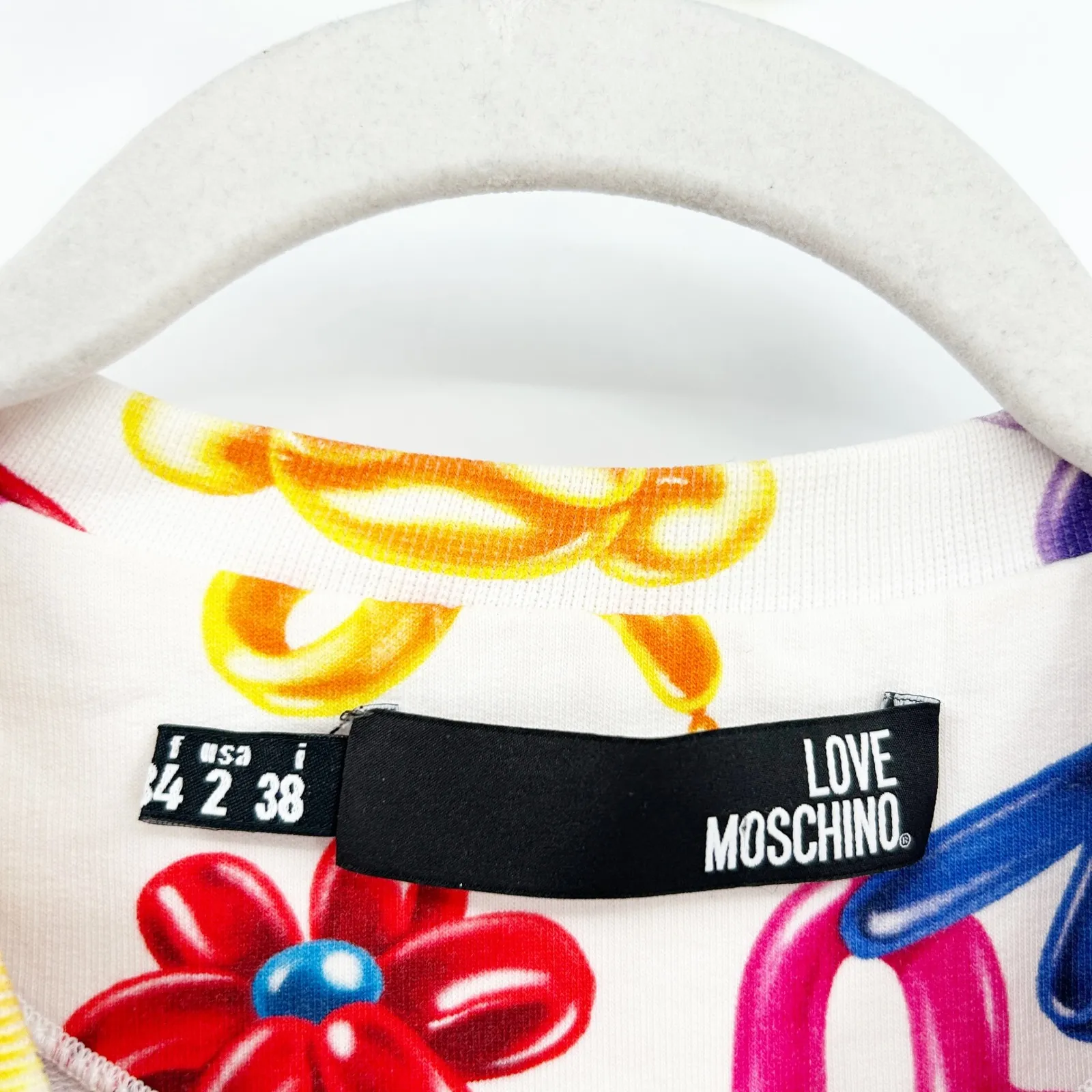 Love Moschino Womens Balloon Animal Logo Print Long Sleeve Crewneck Top Size 2 - Image 6