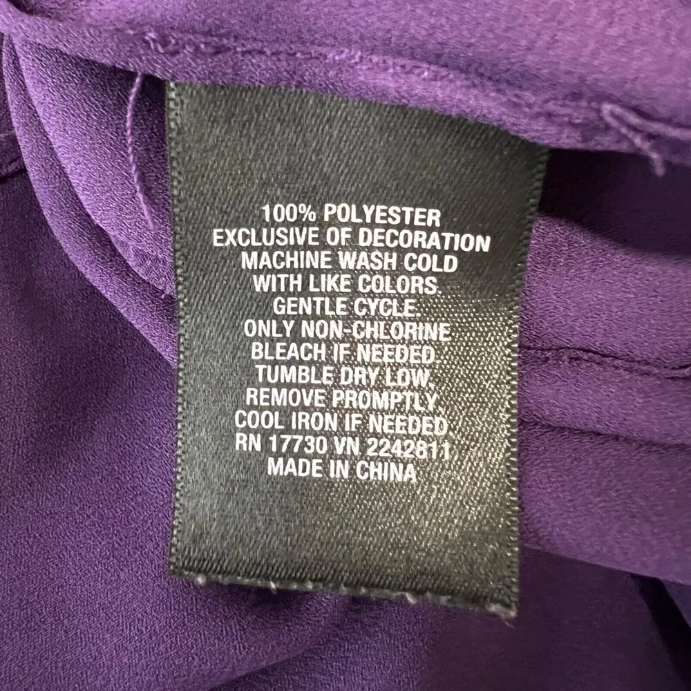 Mossimo Womens Blouse Top Flyaway Nearly Sheer Lace and Chiffon Purple Large - Image 11