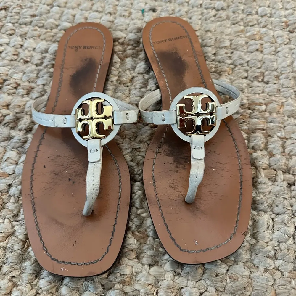 Tory Burch Women's Mini Miller Sandals Flats Size 7 Beige - Image 3