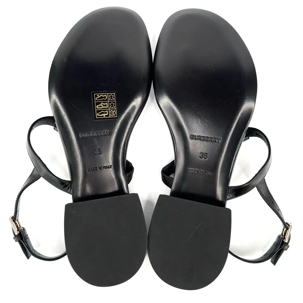 BURBERRY Emily TB Logo Slingback Thong Monogram Leather Sandal EU 36 - US 6 - Image 8