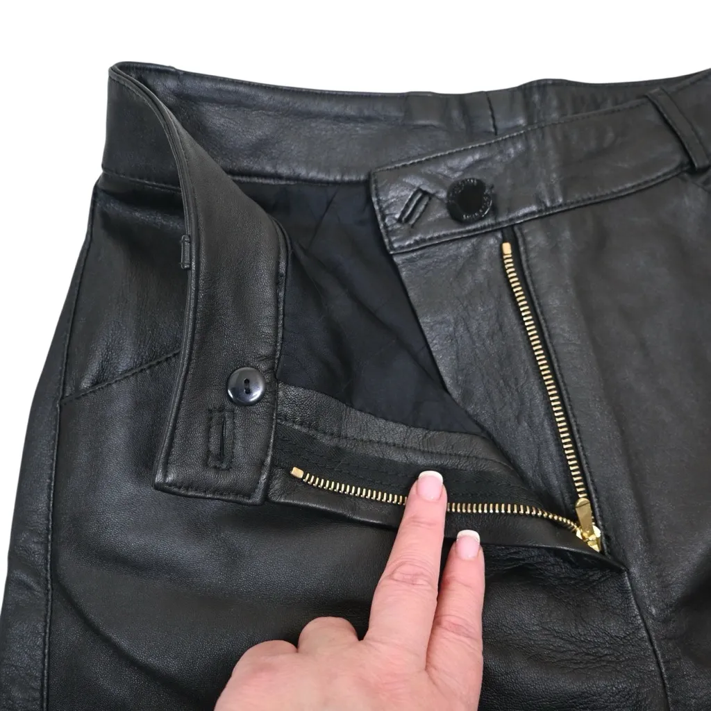 St. John Collection Women's 6 Leather Pants with Silk Lining Made in Italy - Image 9