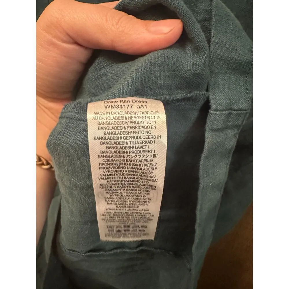 NWT Sea Salt Cornwall Draw Klin Dress Linen Size 4 Dark Wreakage Green - Image 6