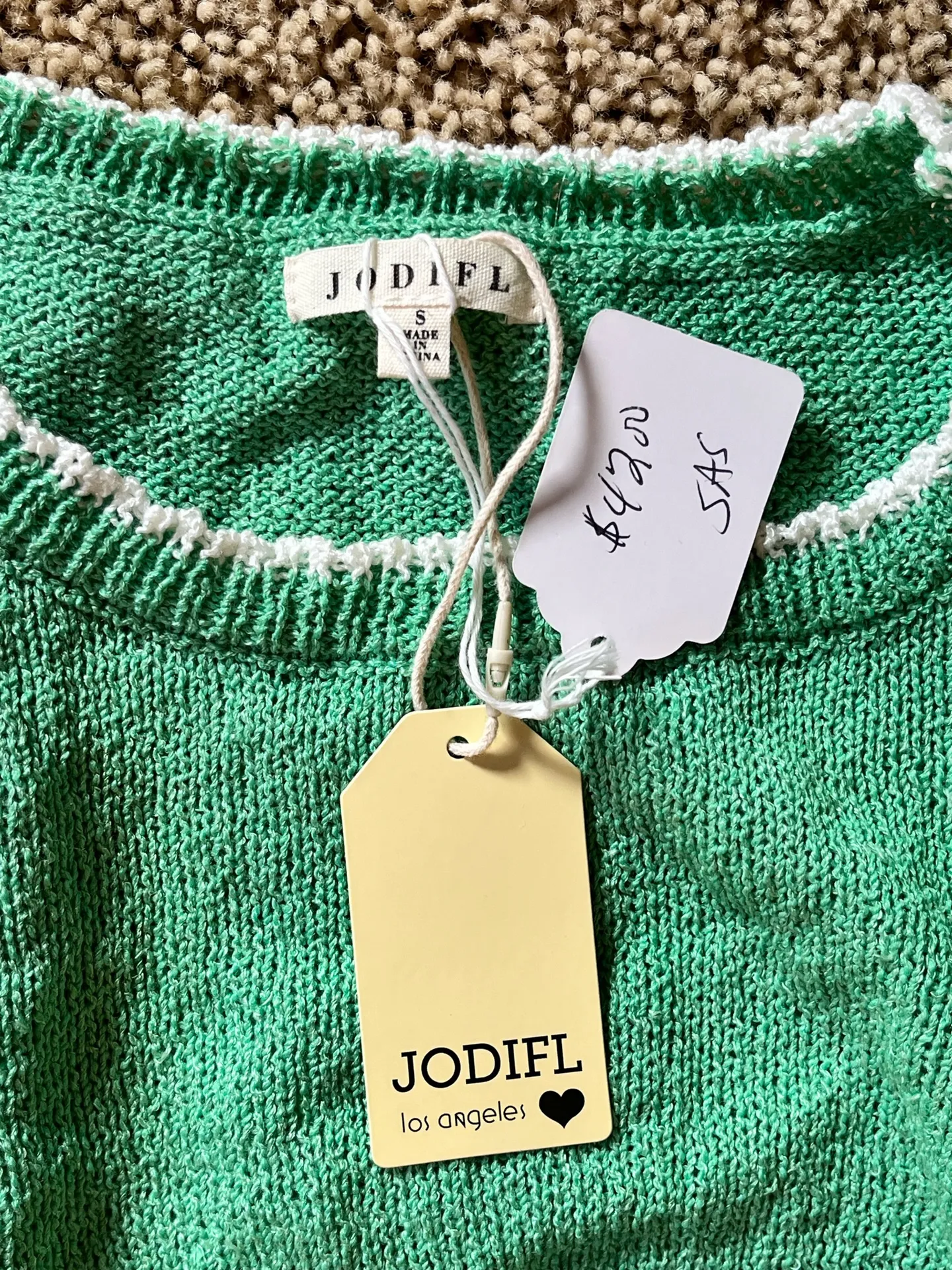 JODIFL  Top Blouse Ruffle Sleeves Green Small - Image 2