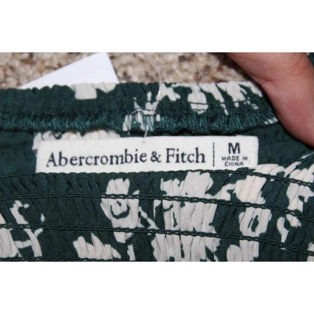 Womens Abercrombie & Fitch Green Floral Halterneck Tie-Back Crop Top Size Medium - Image 3