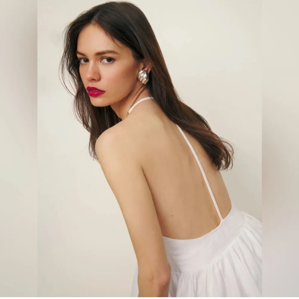 NWT Reformation Percy Linen Dress size 12 White Maxi Midi Halter - Image 11