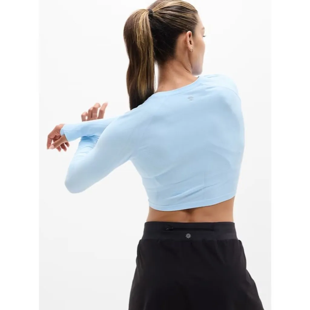 Athleta M Momentum Flex Crop Top Mist Blue Medium - Image 3