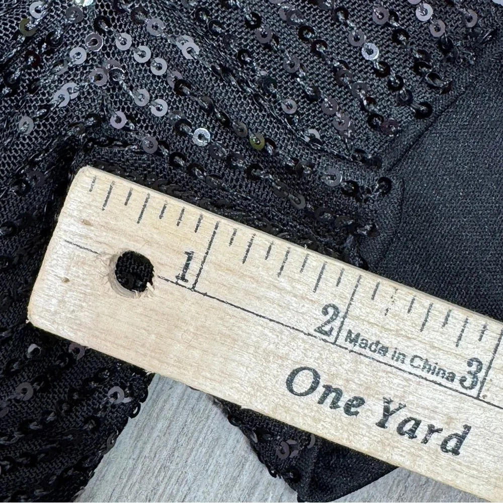 Sequin Elastic Waist Pull On Shorts Black Size Small Party Cocktail High Rise - Image 9