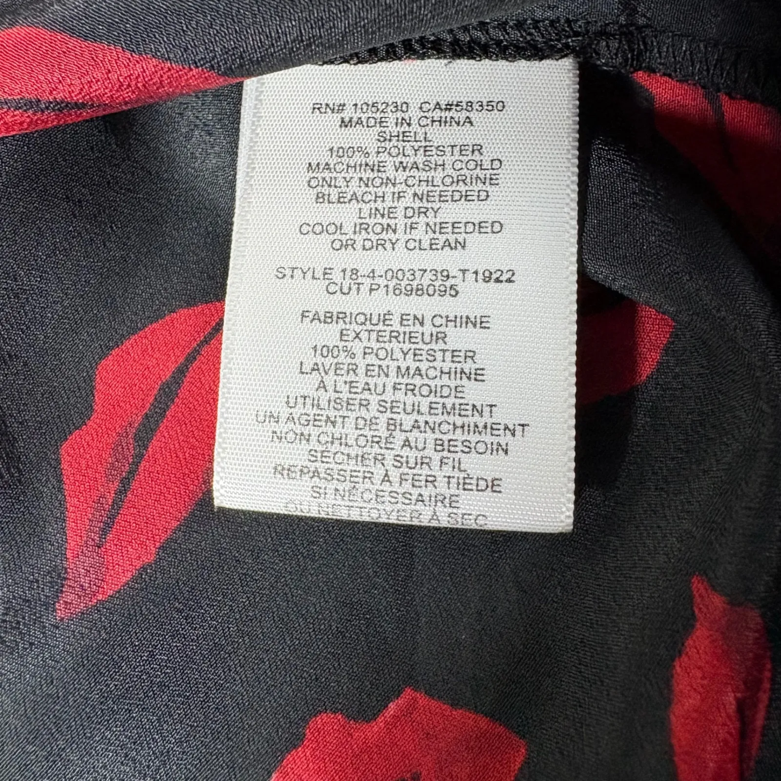 Joie Red Lips Print XS Black Button Down Top Heart Kiss Print Roll Tab Sleeves - Image 6