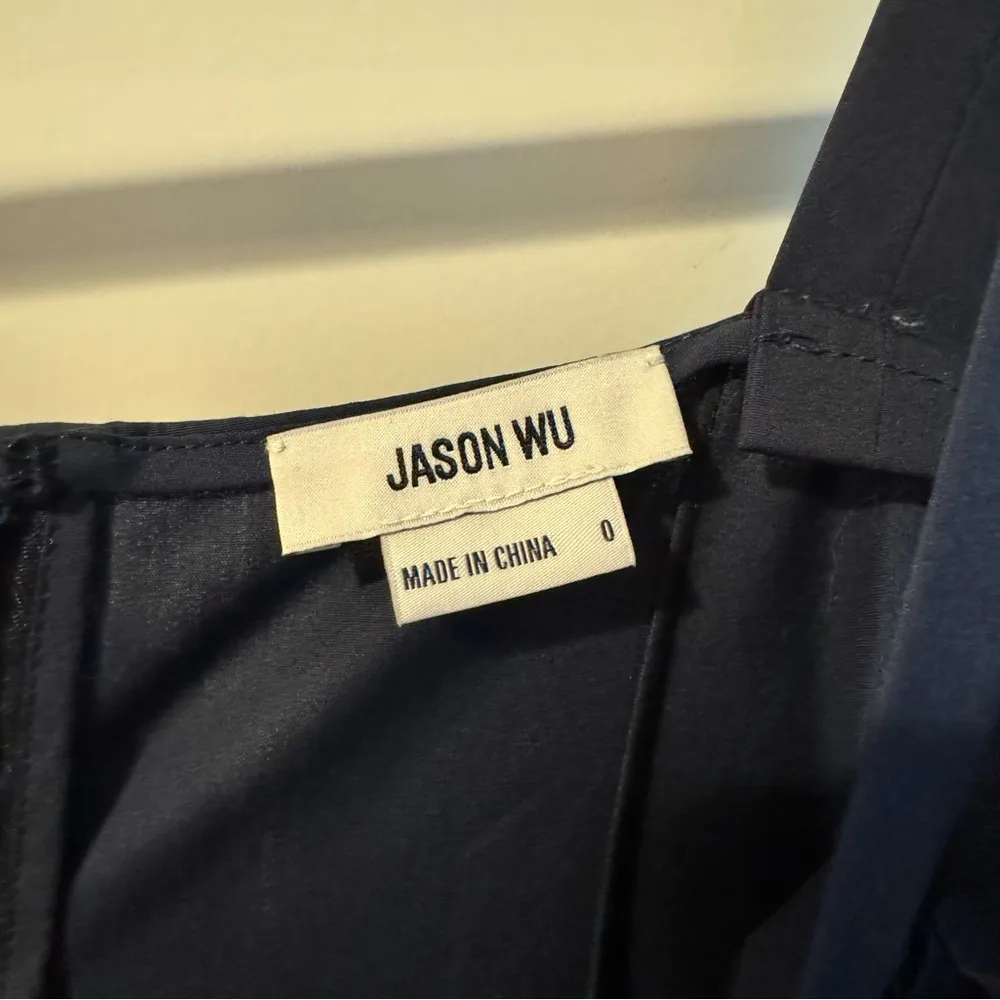 Jason Wu Navy Blue Tiered Floral-Embellished Midi Dress | Size 0 - Image 11