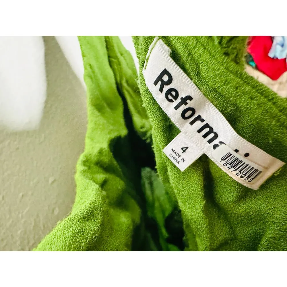 REFORMATION Green Dover Sleeveless Tie Back Strappy A-line Midi Dress Size 0 - Image 12