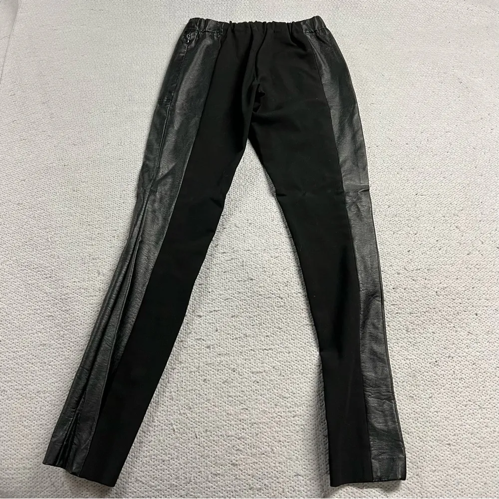 Club Monaco Rochelle Leather Leggings Zip Pockets Style 295549424 Sz 4 Black EUC - Image 2