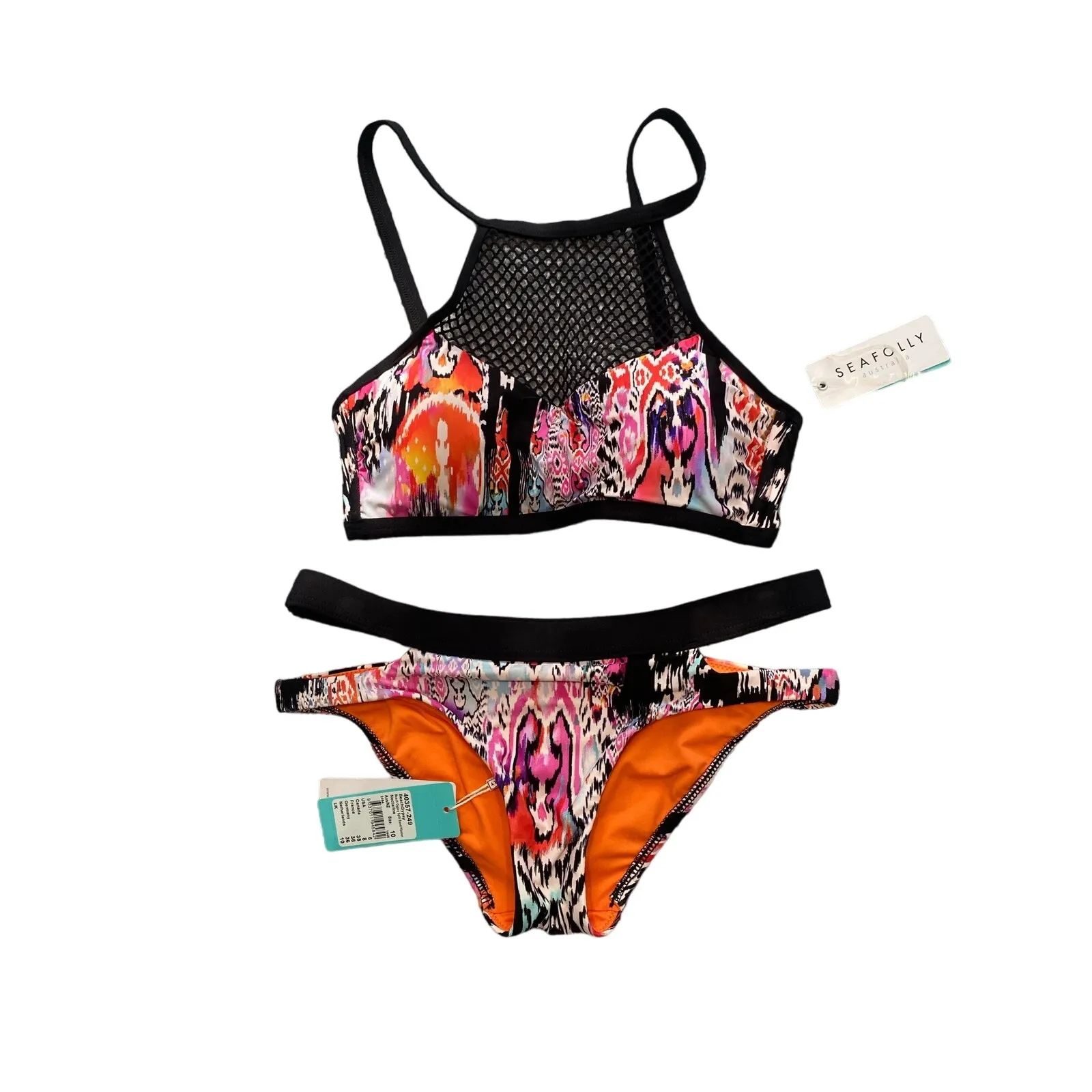 Seafolly Women's Beach Gypsy High Neck Swim Top And Hipster Bottoms Size 10 - Image 2