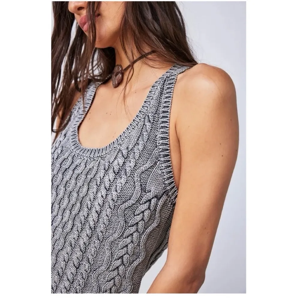 Free People High Tide Cable Knit Scoop Neck Sweater Tank Top XS - Image 3
