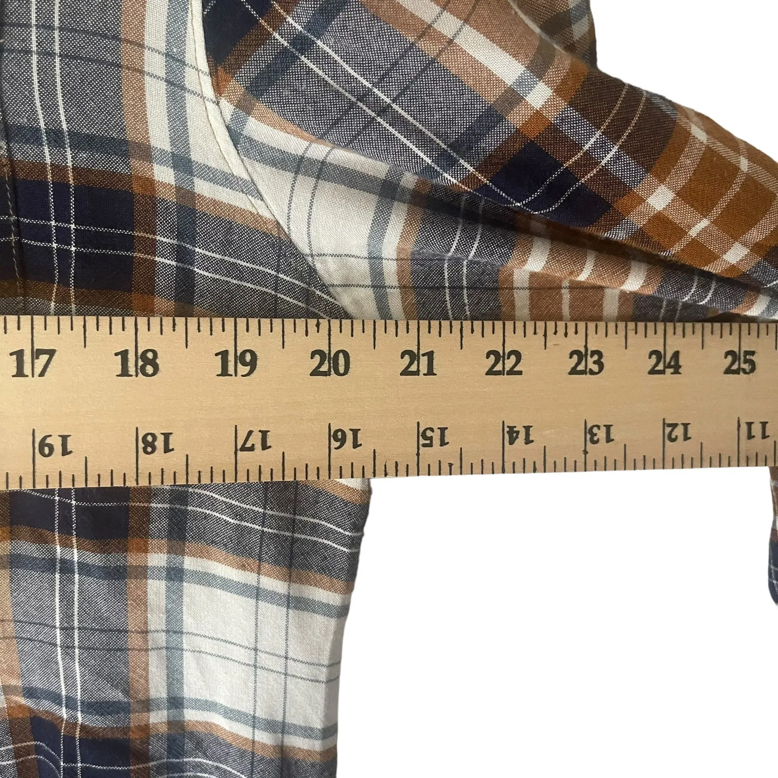 Jag jeans Jag Women's Size Medium Plaid Brown‎ Blue Button Tunic Top - Image 9