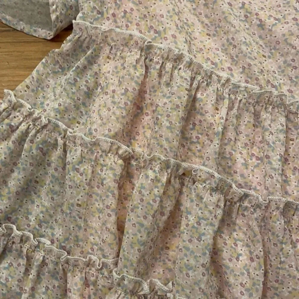 Orange Creek Pink Floral Oversized Tiered Peasant Blouse Womens Size Medium - Image 11