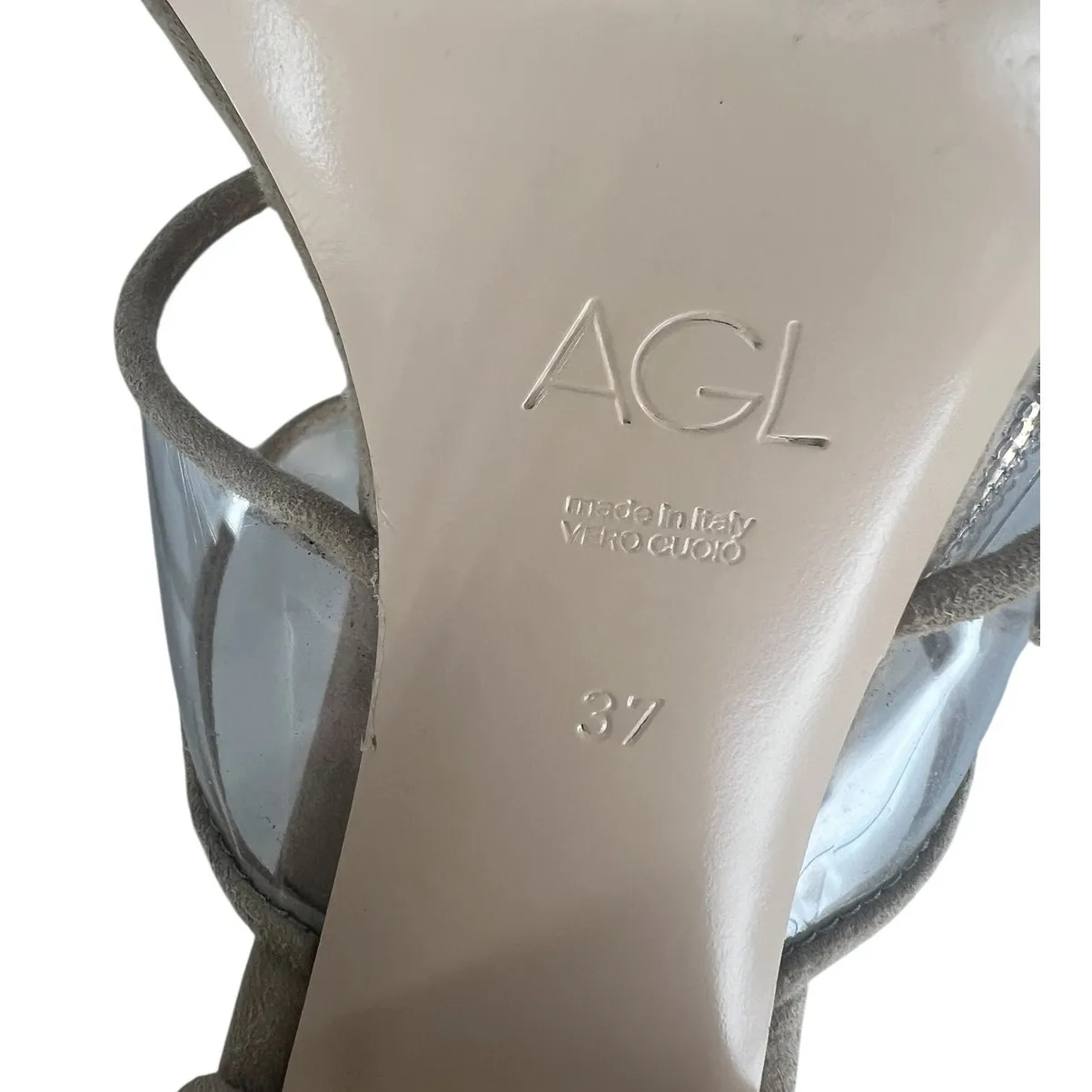 AGL Transparent Buckle Strap Mule Sandals Tan Size 6 - Image 13