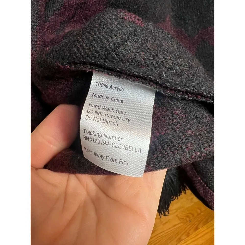 Cleobella Sevigny Burgundy Capelet Knit Sweater Poncho Tassels OS - Image 6