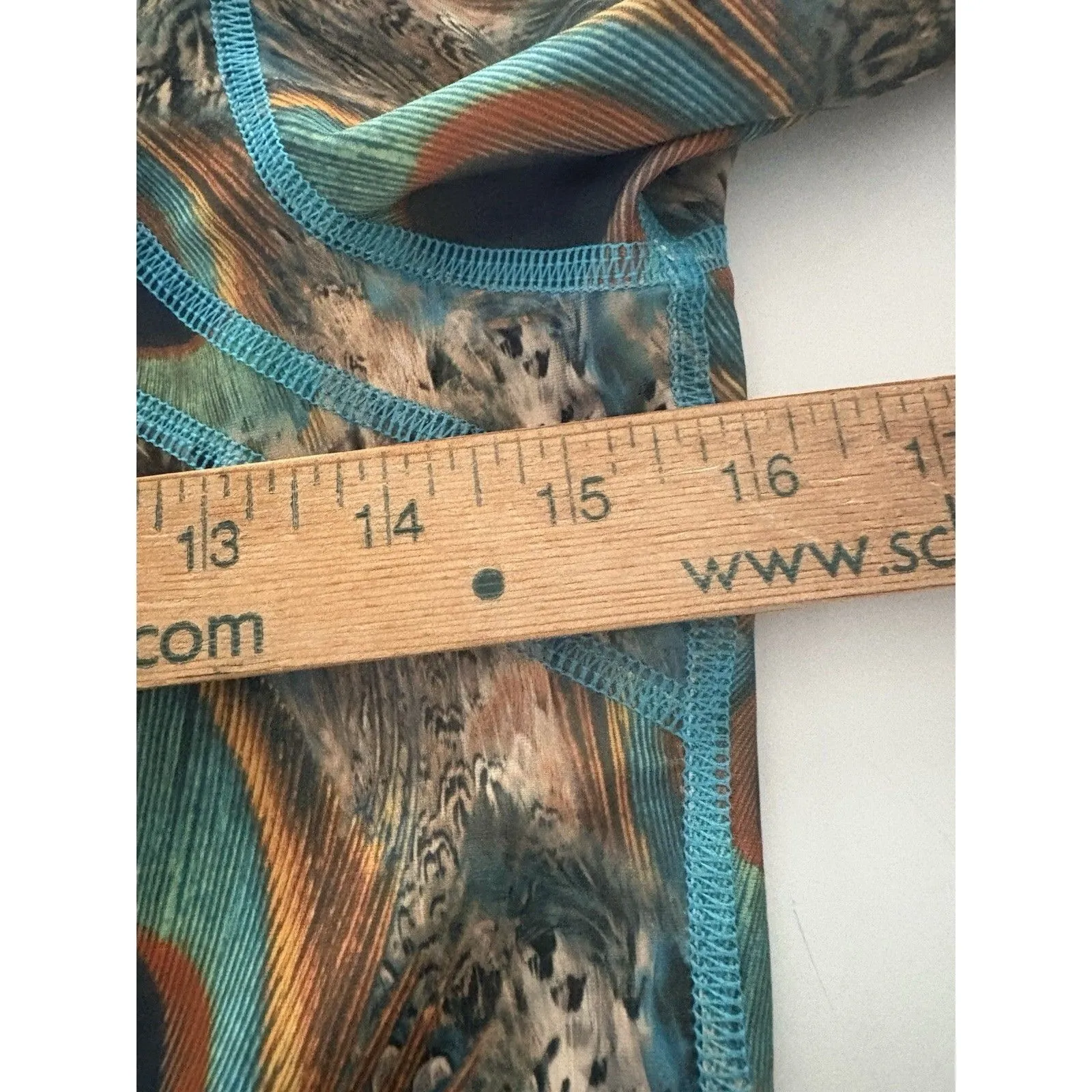 Tutu Blue Swimsuit Size L Peacock Shortie Sun Protection Rash Guard Long Sleeve Size L - Image 8