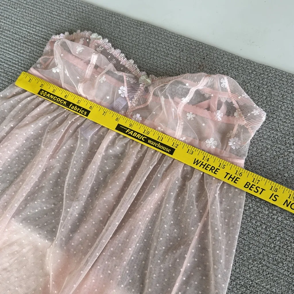 Savage X Fenty Blush Pink Daisy Babydoll Slip Embroidery Swiss Dot Sheer Mesh 1X - Image 10