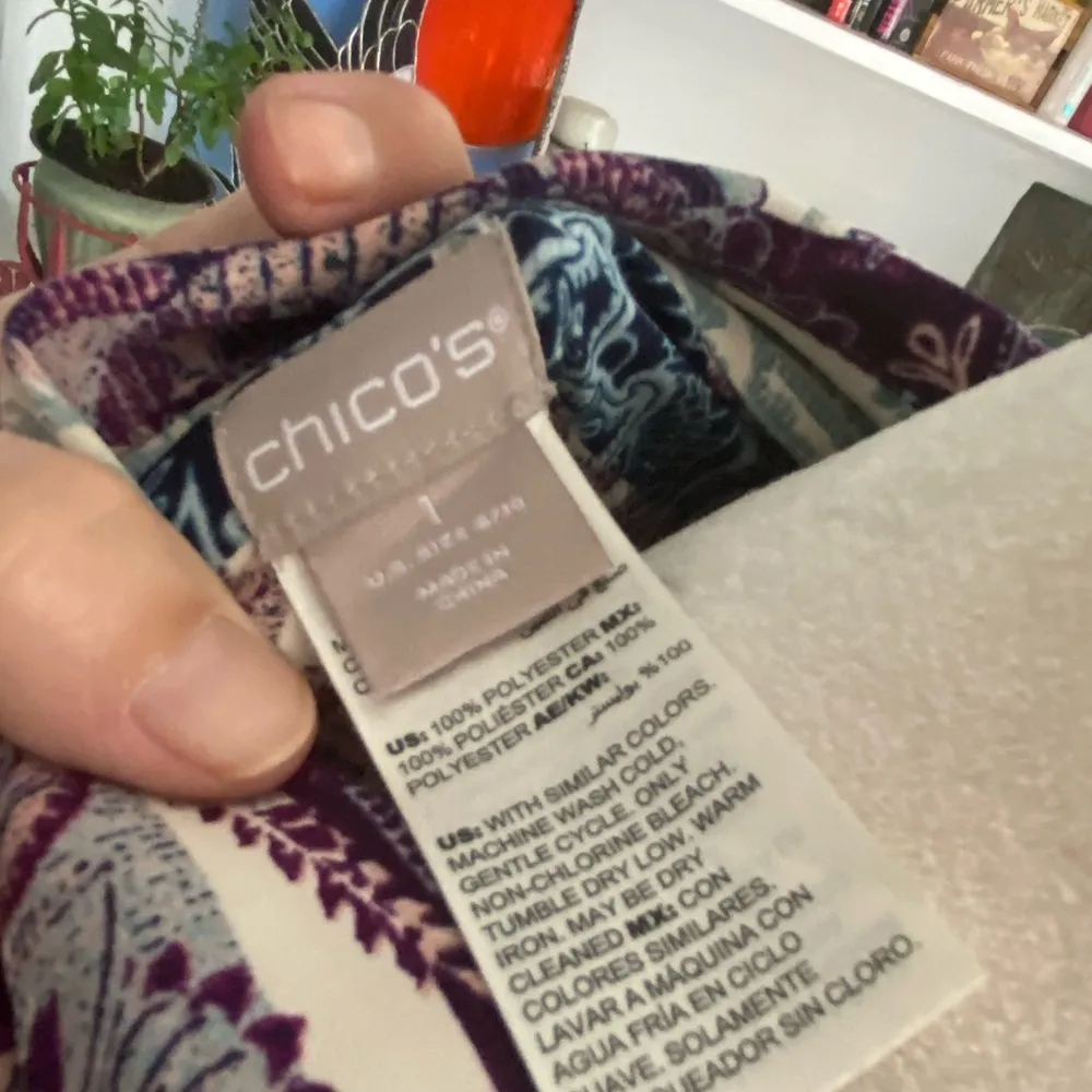 Chico's Teal and Purple Paisley Print Shirt - Image 2