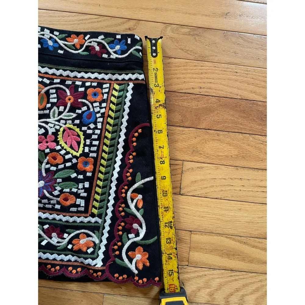 Lulus Don't Stop the Party Black Floral‎ Embroidered A line Mini Skirt Sz Med - Image 5