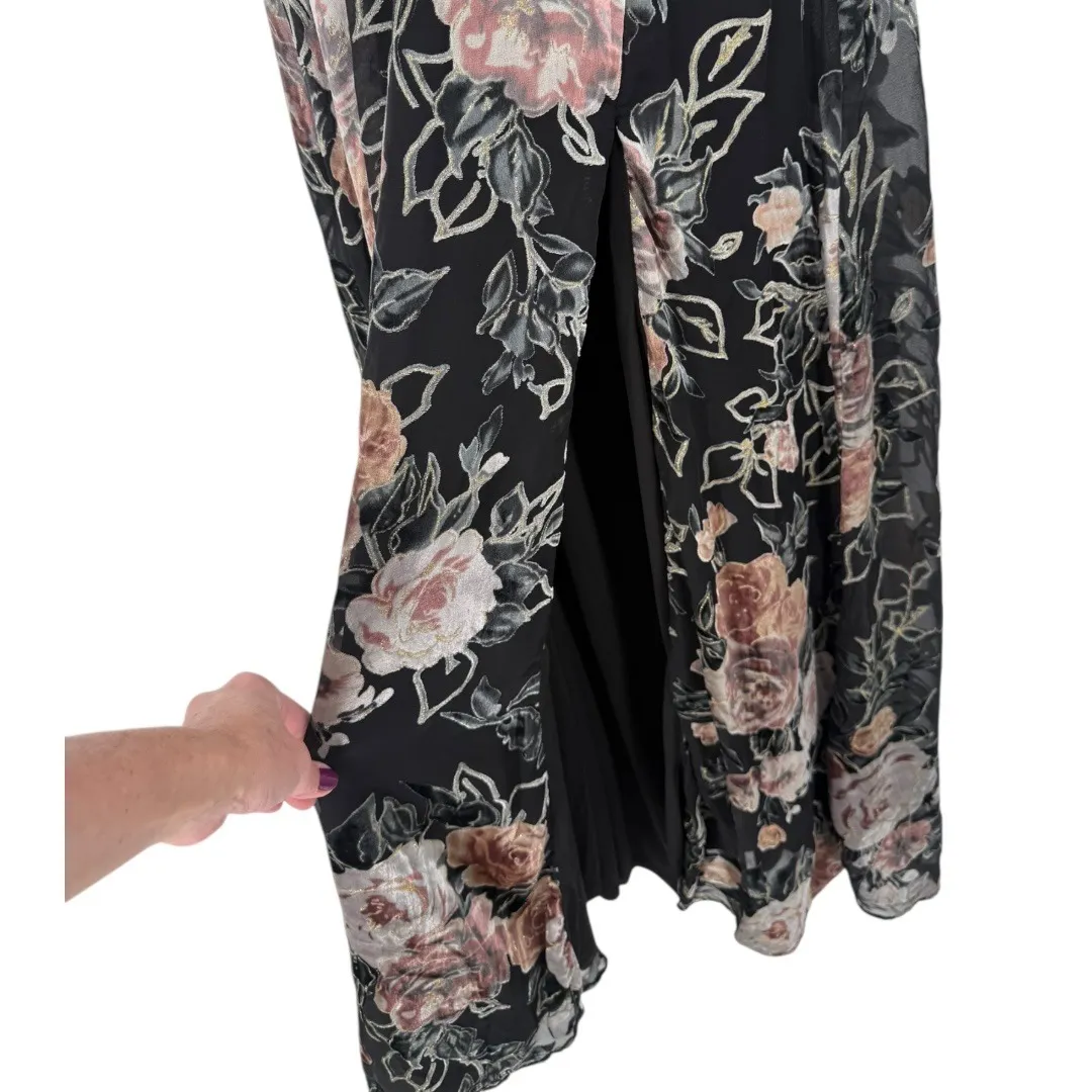 NWT Lulus Floral Velvet Burnout Maxi Dress‎ Black Tie Back V Neck Size XS Fairy - Image 14