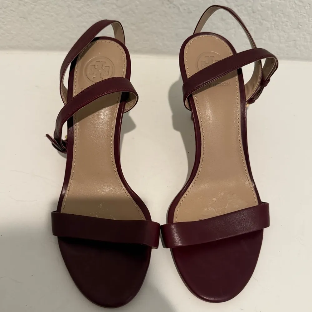 Tory Burch Elana Ankle Wrap High Heel Sandals Oxblood Burgundy 5.5 - Image 3